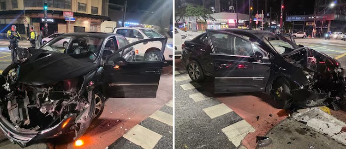 Motorista foge de blitz, dirige na contramão e bate no canteiro central da Avenida Paulista